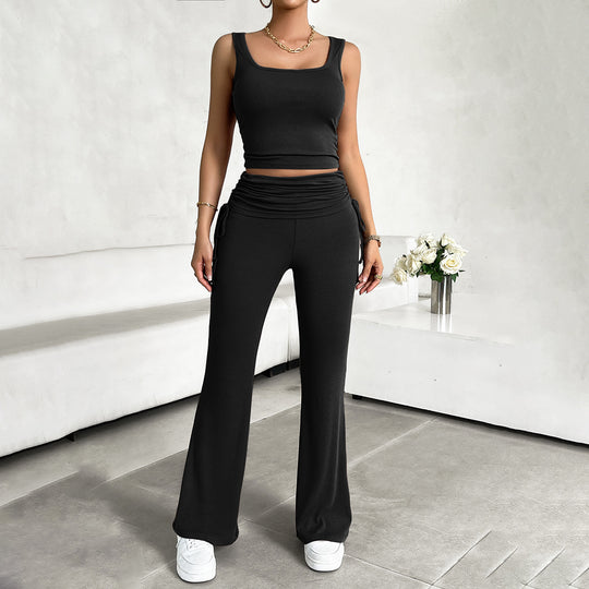 Damen funktionale Kombination aus ärmellosem Top und fließenden Hose R&B