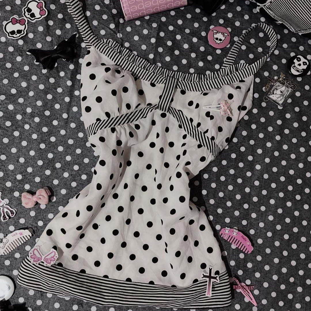 Damen Charmantes Polka-Dots Top R&B