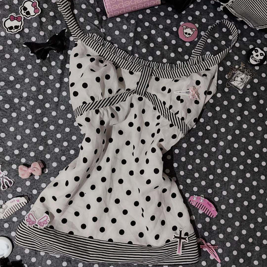 Damen Charmantes Polka-Dots Top R&B