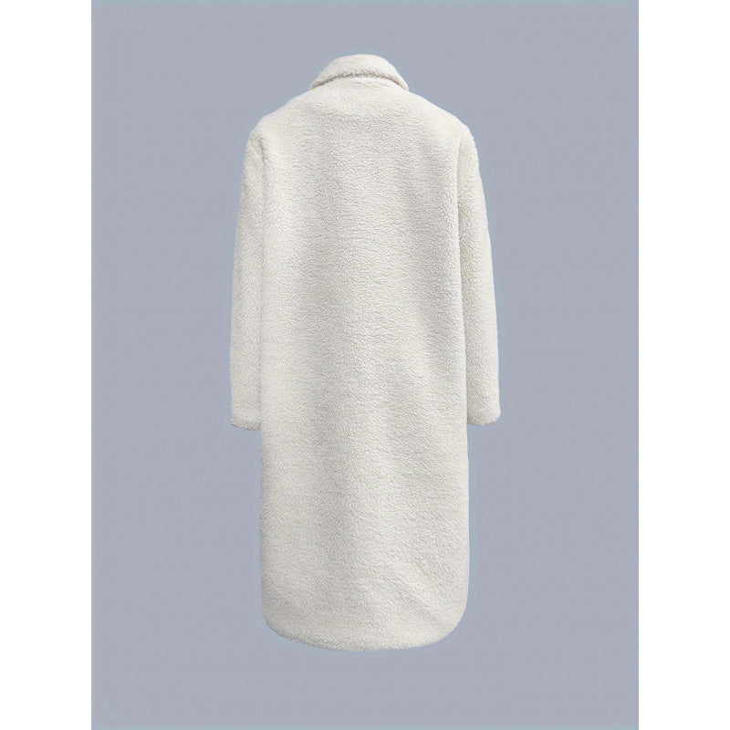 Damen Kuscheliger Fleece-Mantel mit Taschen und Knopfverschluss R&B