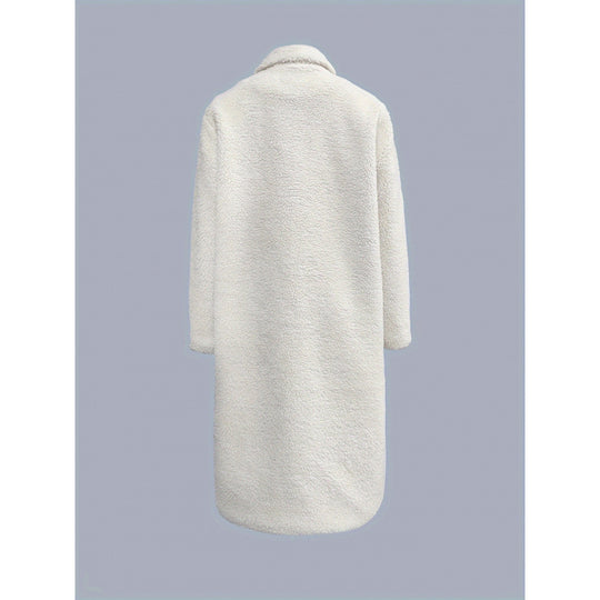 Damen Kuscheliger Fleece-Mantel mit Taschen und Knopfverschluss R&B