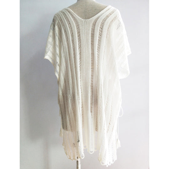 Damen lässige Strickbluse mit seitlichen Bindebändern R&B