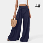 Damen Weit geschnittene Palazzo-Hose mit eleganter Bindegürtel