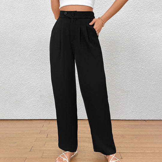 Damen Elegante Stoffhose mit hoher Taille und seitlichen Taschen R&B