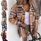 Damen Oversized Karo-Hemdenjacke aus weichem Material R&B