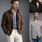 Herren praktische Jacke im schicken Utility-Stil mit hohen Kragen R&B