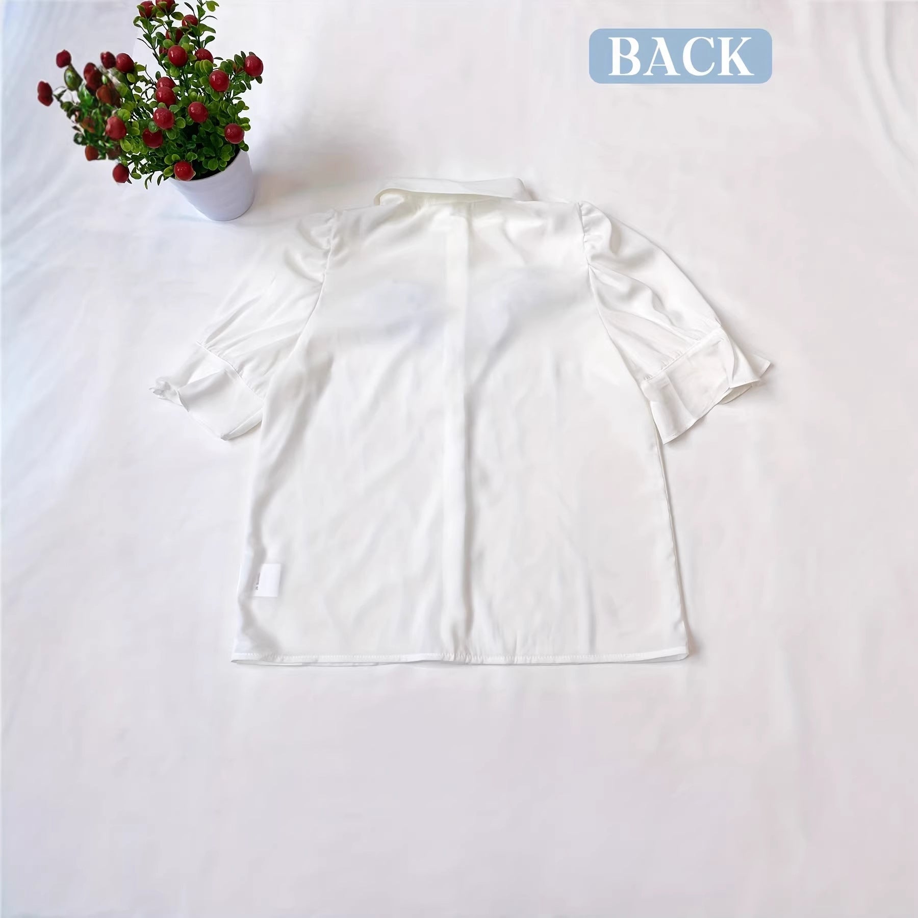 Damen Modische Bluse mit Rüschendetails und Puffärmeln R&B
