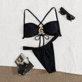 Damen Triangel-Bikini-Set mit dekorativem Ring R&B
