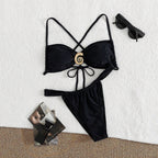 Damen Triangel-Bikini-Set mit dekorativem Ring R&B
