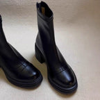 Damen elegante Stiefeletten mit modischem Reißverschluss und robustem Blockabsatz R&B