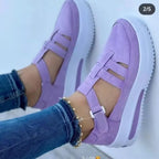 Damen Plateau-Sneaker mit modischem Kreuzriemen und rutschfester Sohle R&B