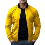 Herren nan legerer Baumwoll-Blouson mit kontrastkragen sichtbarem Metallreißverschluss und seitlichen Eingrifftaschen R&B