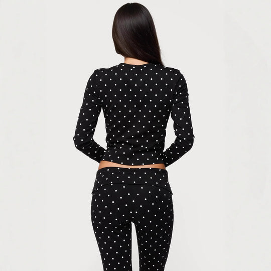 Damen Langärmliges Polka-Dots Oberteil und Leggings Set R&B