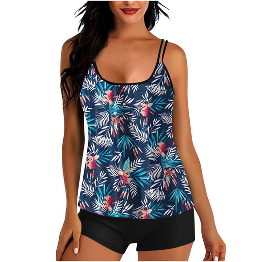 Damen Sportoberteil mit floralem Design und integriertem Shorts R&B