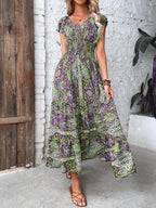 Damen Elegantes Maxikleid mit Floral- und Smock-Detail R&B