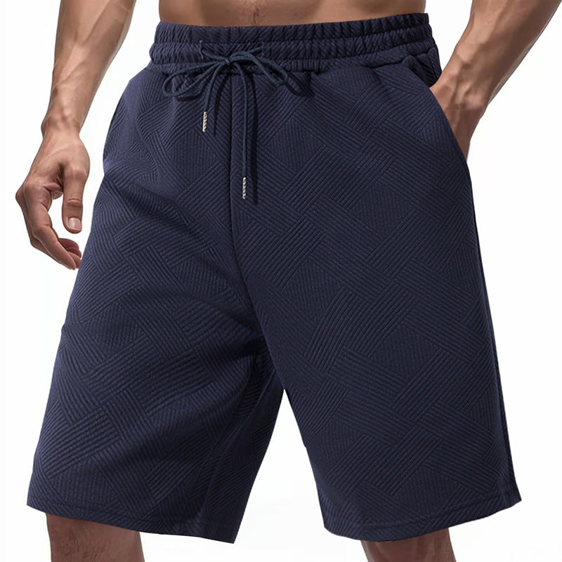 Herren nan knielange Textur-Badeshort mit elastischem Kordelbund und seitlichen Eingrifftaschen R&B