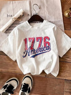Damen lässiges T-Shirt mit auffälligem Vintage-Print R&B