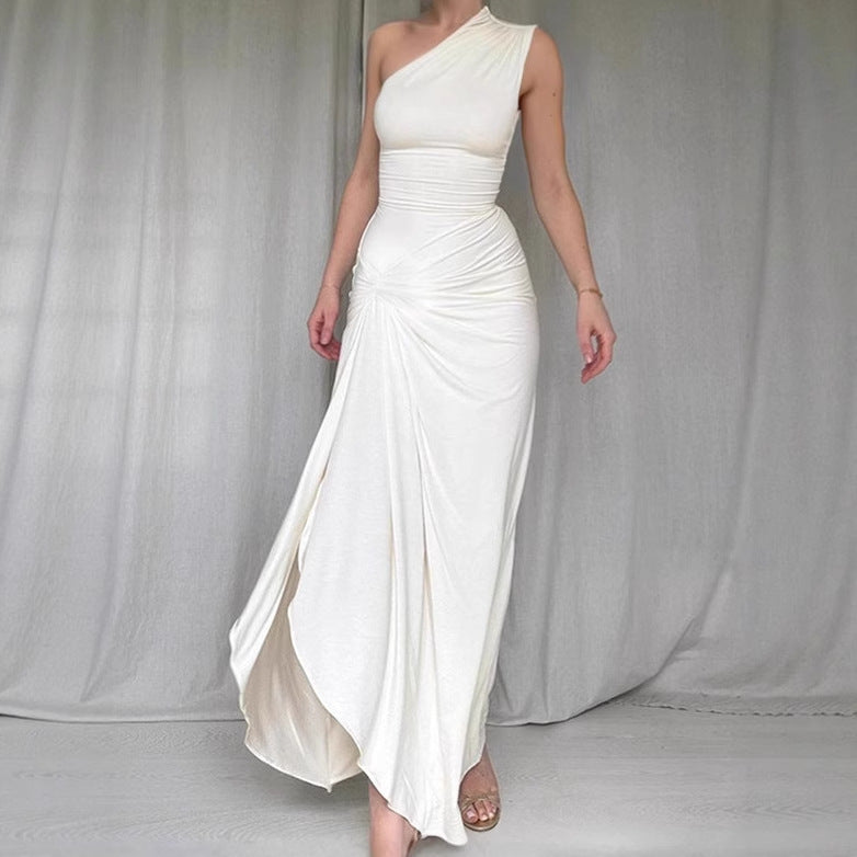 Damen Elegantes asymmetrisches Maxikleid mit raffinierter Drapierung R&B