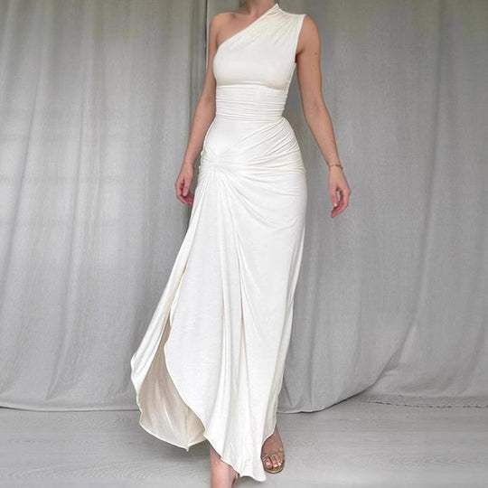 Damen Elegantes asymmetrisches Maxikleid mit raffinierter Drapierung R&B
