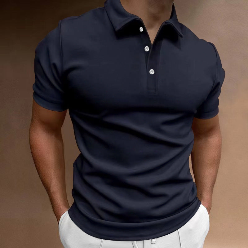 Herren nan schlank geschnittenes Stretch-Poloshirt mit Kentkragen und elastischem Saum R&B