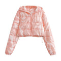 Damen cropped Übergangsjacke mit modernem geometrischen Print und praktischen Taschen R&B