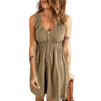 Damen Sommerliches Wickelkleid mit Knopfdetails und elastischem Bund R&B
