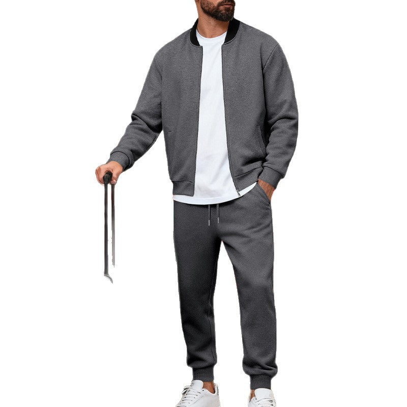 Herren nan sportlicher Freizeitanzug aus weicher Baumwollmischung mit Reißverschlussjacke und elastischer Jogginghose R&B