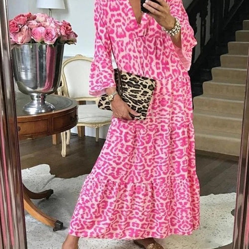 Damen Maxikleid im eleganten Leoprint R&B