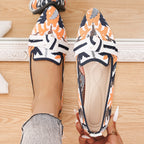 Damen elegante Ballerinas mit modischem Knotendesign und floralem Muster R&B