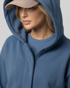 Damen luxuriöses Velours-Joggingset mit Reißverschluss-Hoodie, Kängurutasche und weit geschnittener hochgeschnittener Hose R&B