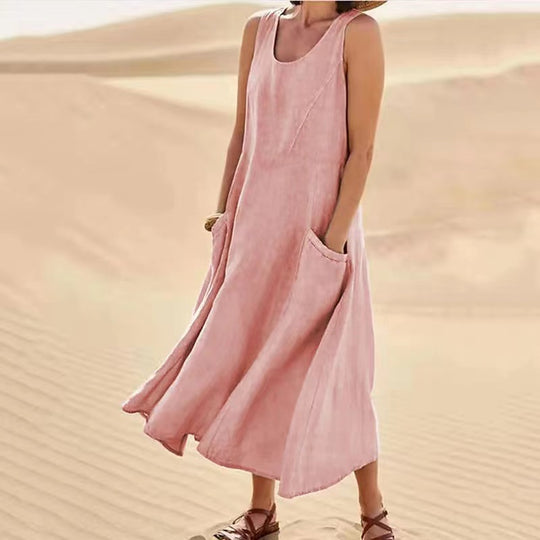 Damen Sommerliches Maxi-Kleid mit praktischen Taschen und lässigem Schnitt R&B