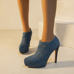 Damen High-Heels mit modischem Denim-Schnitt und elegantem Absatz R&B