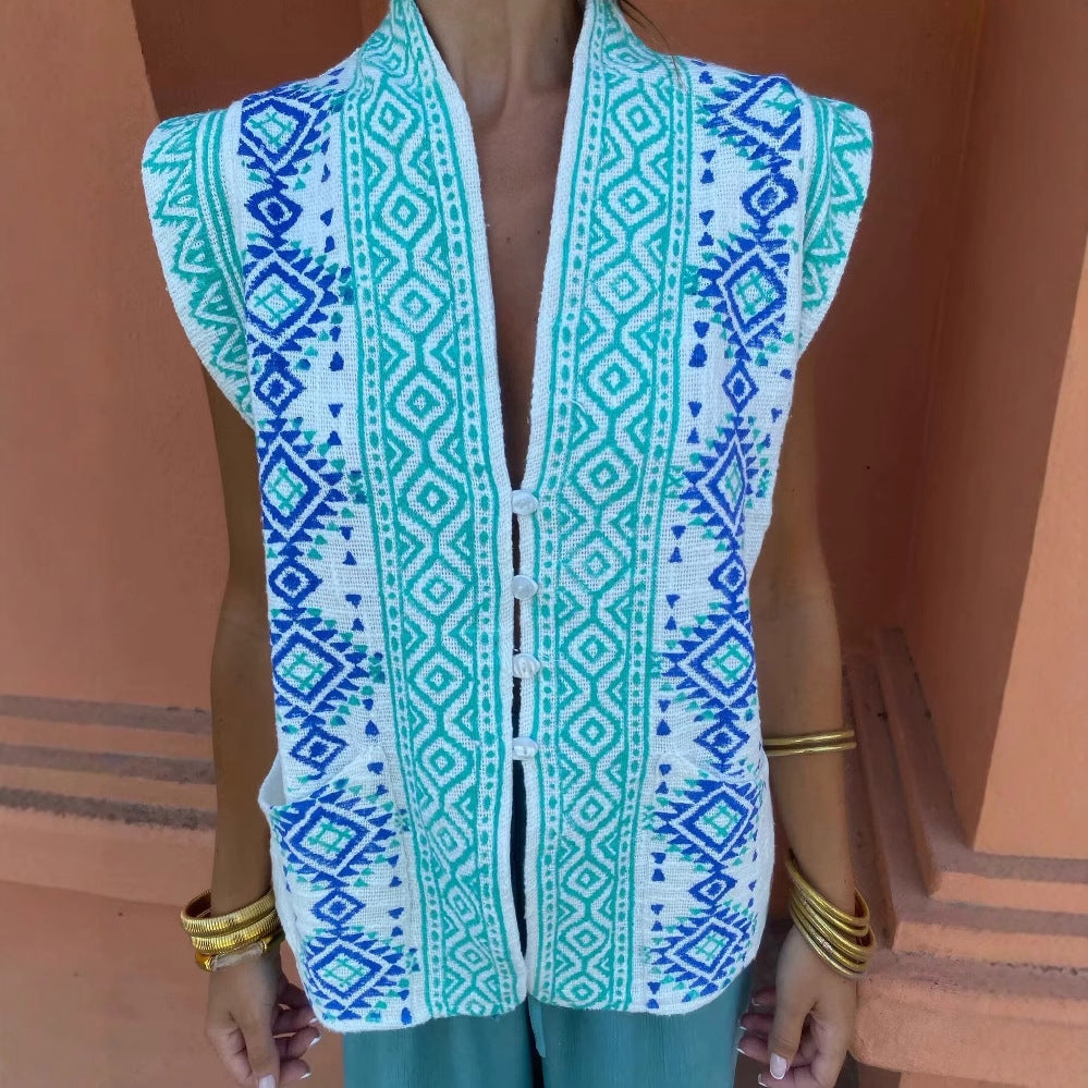 Damen modisches Hemdblusentop mit aufregendem geometrischem Print R&B