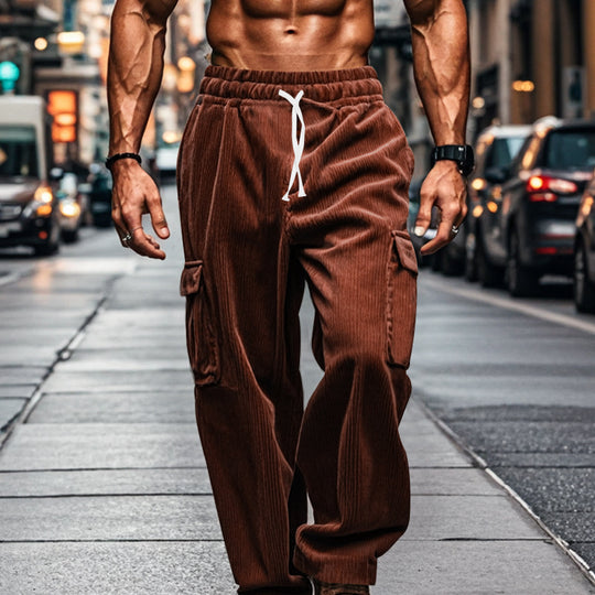 Herren weite Cargo-Hose mit funktionalen Taschen und elastischem Bund R&B