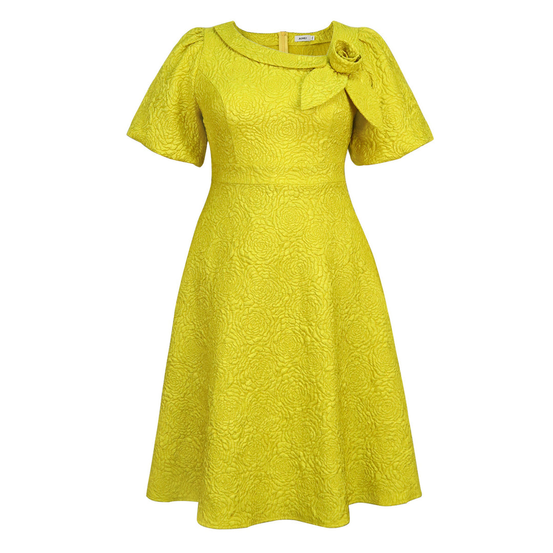 Damen Elegantes Kleid mit strukturierter Blumenapplikation R&B