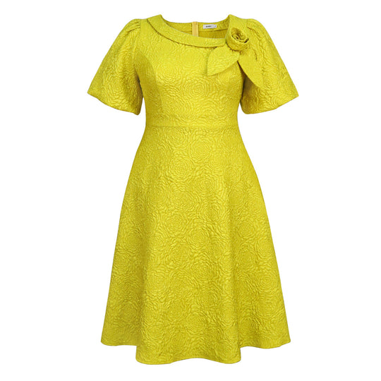 Damen Elegantes Kleid mit strukturierter Blumenapplikation R&B