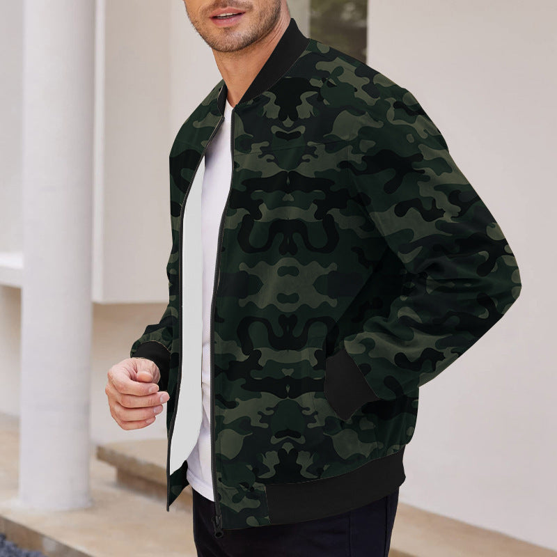 Herren Bomberjacke mit modernem Camouflage-Design und elastischen Bündchen R&B