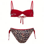 Damen Triangel-Bikini mit animalischem Druck und verstellbaren Trägern R&B
