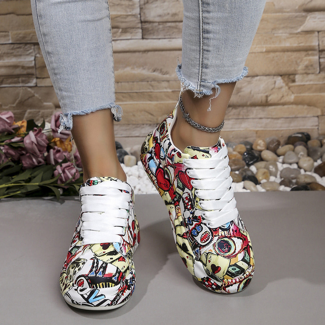 Damen modische High-Top Sneakers mit buntem Grafikdesign R&B