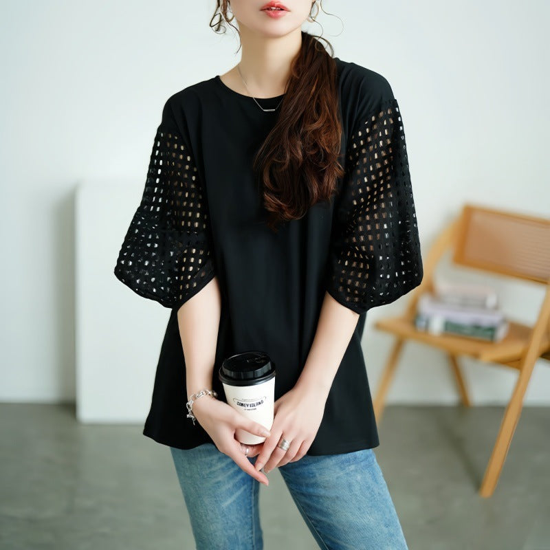 Damen stilvolles Oberteil mit strukturiertem Sleeve