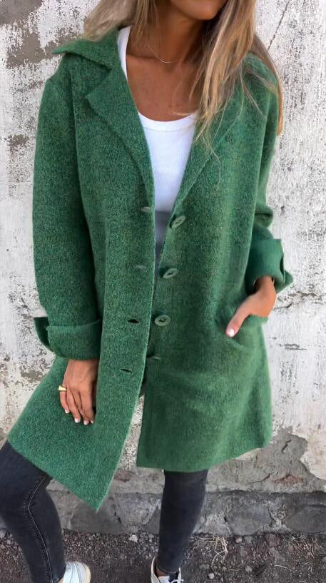 Damen kuscheliger Oversize-Mantel mit praktischen Taschen und elegantem Revers R&B
