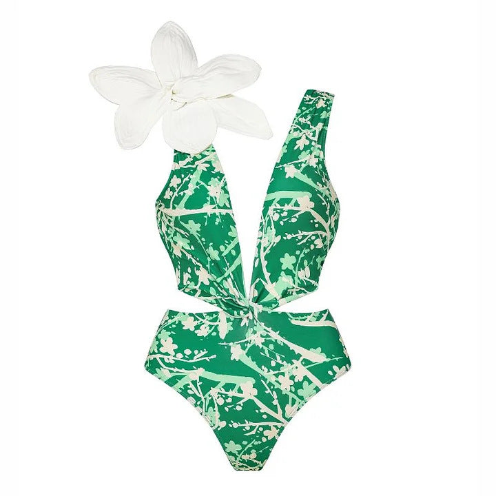 Damen Bikiniset mit besonderem Blumendekor und langem Wickelrock R&B