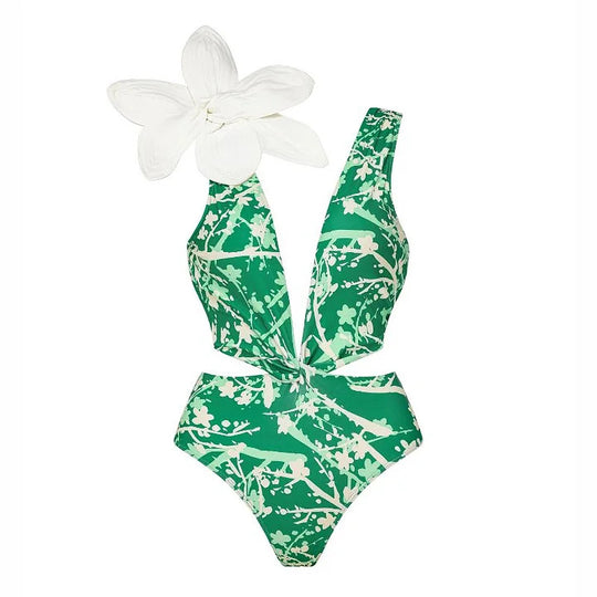 Damen Bikiniset mit besonderem Blumendekor und langem Wickelrock R&B