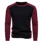 Herren Langarm-T-Shirt mit kontrastierenden Ärmeln und bequemer Passform
