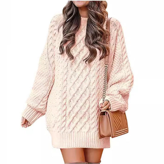 Damen Großer Strickpullover mit Zopfmuster und lässigem Schnitt R&B