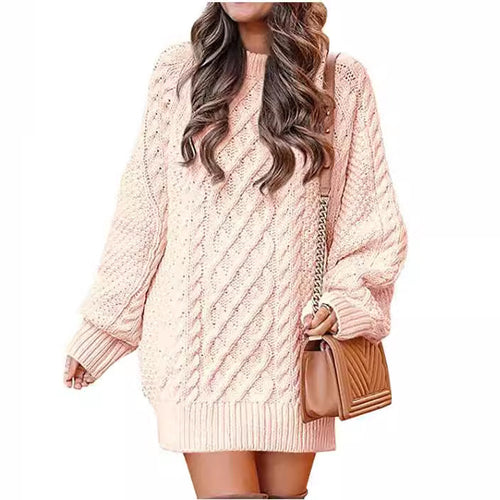 Damen Großer Strickpullover mit Zopfmuster und lässigem Schnitt R&B