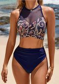 Damen Bikini-Set mit hoch geschnittenem Slip und Netzdetails R&B