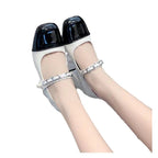 Damen Schicke Ballerinas mit dekorativem Riemen und komfortablem Blockabsatz R&B