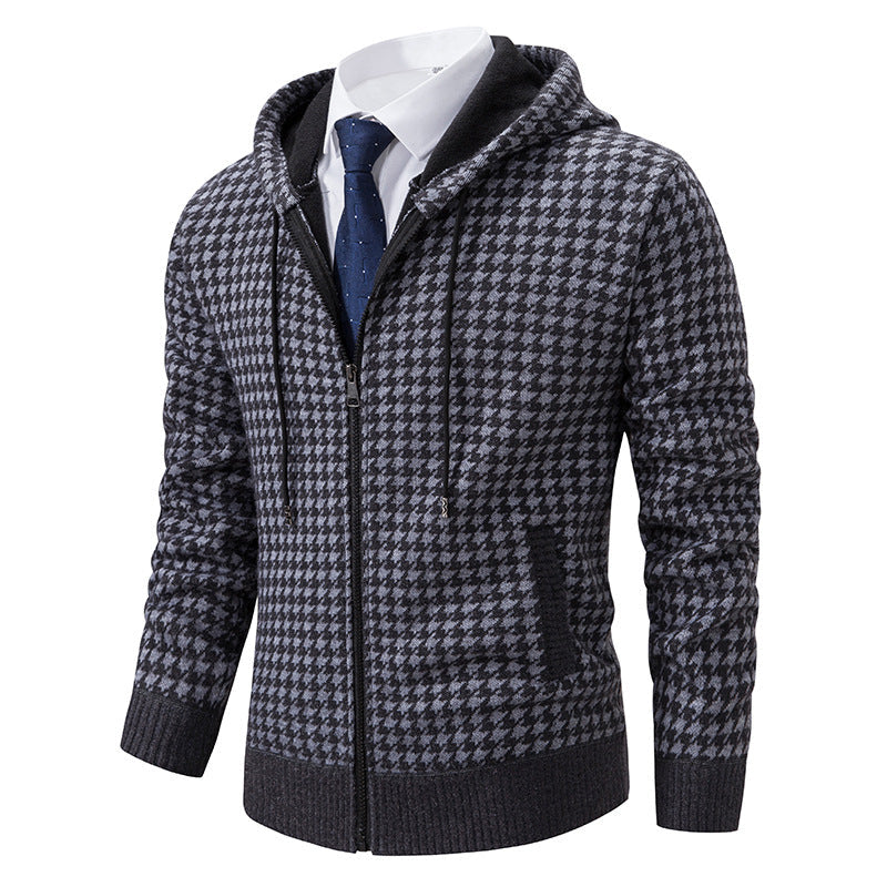 Herren elegante und bequeme Strickjacke mit Kapuze R&B