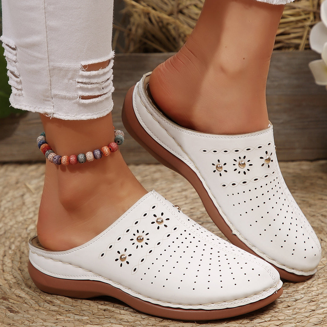 Damen komfortable Clogs mit dekorativen Perforationen R&B